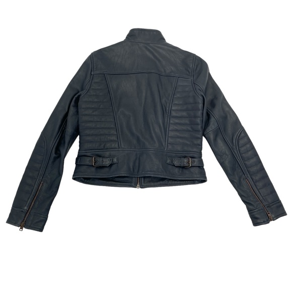 J. Crew Collection Leather Jacket 6 BLUE - Picture 12 of 16